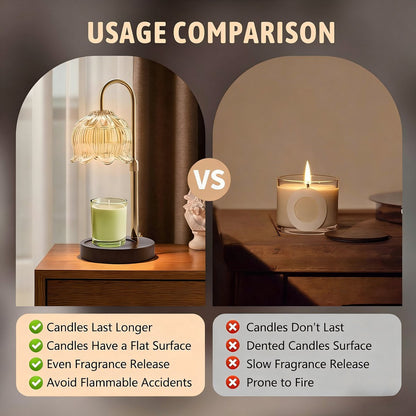 Candle Lamp - Candle Warmer - Candle Warmer with Dimmer - Electric Candle Lamp with Timer - For Scented Jar V1188-MS-313-0375