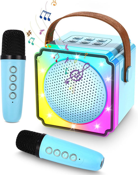 Children's karaoke machine with 2 microphones, portable karaoke machine with LED lights and voice changing V1188-MS-313-0385