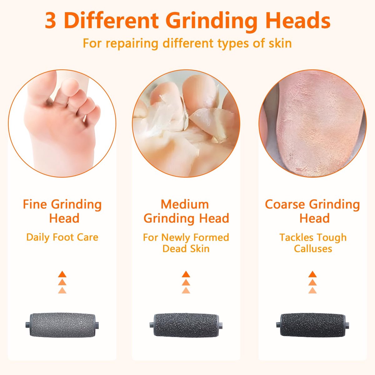 Electric Foot File - Professional Foot File - Pack of 10 - 3 Adjustable Speeds - For Dead Skin and Calluses - V1188-MS-313-0389