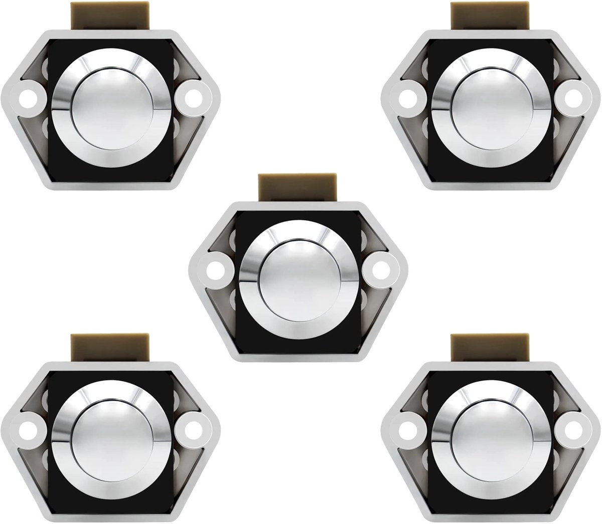 5-Piece Push Button Lock - Push Button for Campervan - Door Lock - Locking Button for Shutter Door - For V1188-MS-313-0395