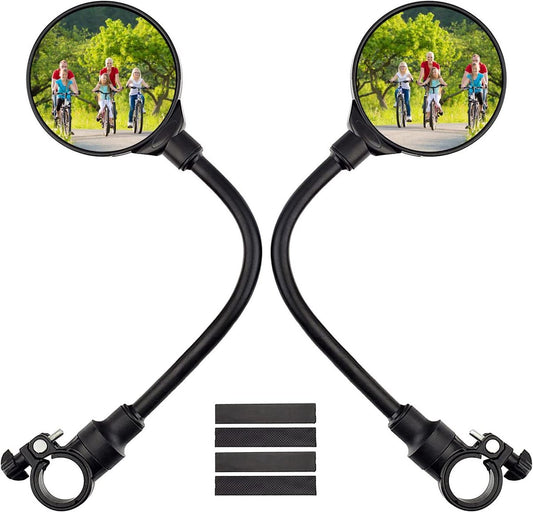 2-Piece Convex Bicycle Mirrors - Universal HD Handlebar Mirrors with 360-Degree Rotation and Wider Field of V1188-MS-313-0420