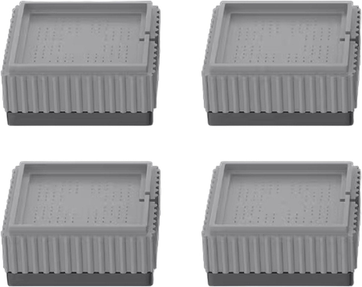 4x Square Furniture Risers - Stackable Table Legs for Washing Machines - Gray V1188-MS-313-0421