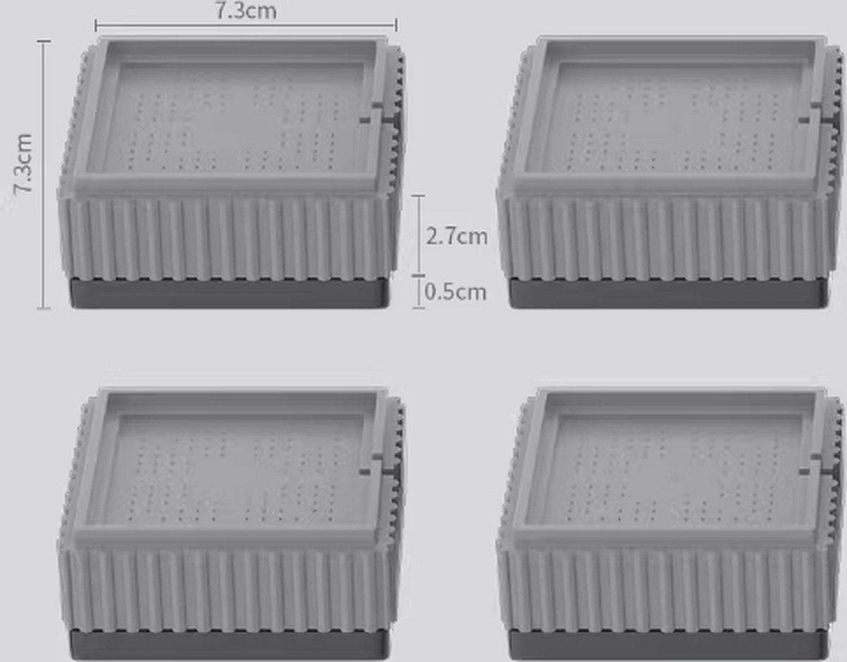 4x Square Furniture Risers - Stackable Table Legs for Washing Machines - Gray V1188-MS-313-0421