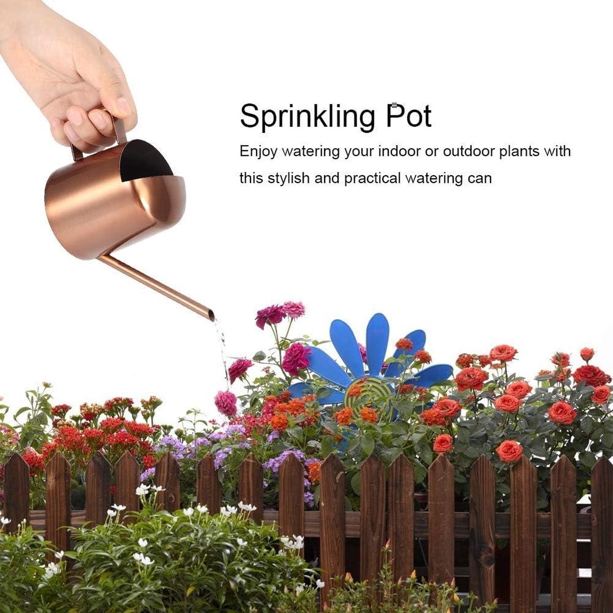 Small 300ml stainless steel watering can with long spout - ideal for flowers and household use V1188-MS-313-0422