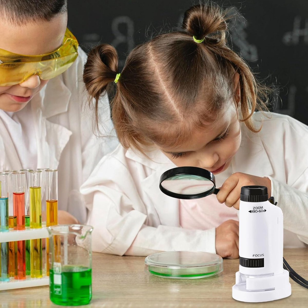Microscope - Children's Microscope - Portable Pocket Microscope - Mini 60X-180X - Kids Exploration Kit - for V1188-MS-313-0424