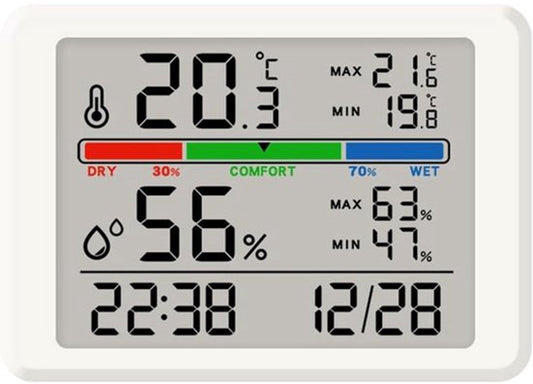 Wekker - Weather Station - Digital Hygrometer - Room Thermometer - Temperature and Humidity Meter - Baby's V1188-MS-313-0429