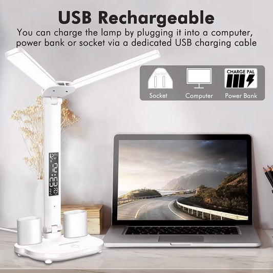 LED Desk Lamp - Table Lamp - Daylight Lamp - Dimmable - USB Rechargeable Touch Desk Lamp - Reading Lamp with V1188-MS-313-0430