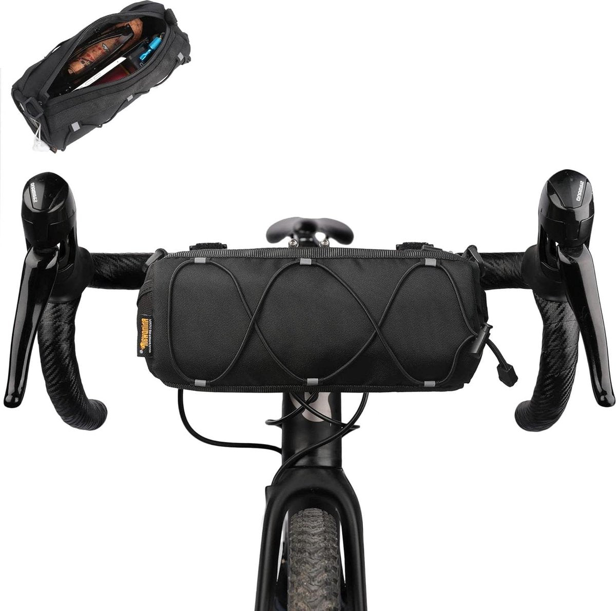 Bicycle handlebar bag - mountain bike bag for road bikes - black commuter shoulder bag V1188-MS-313-0431