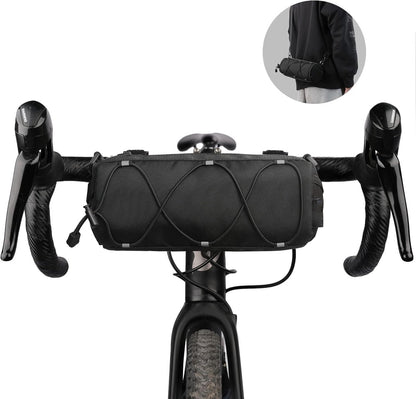 Bicycle handlebar bag - mountain bike bag for road bikes - black commuter shoulder bag V1188-MS-313-0431