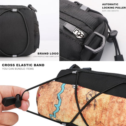 Bicycle handlebar bag - mountain bike bag for road bikes - black commuter shoulder bag V1188-MS-313-0431