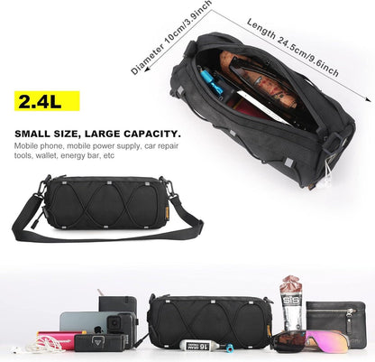 Bicycle handlebar bag - mountain bike bag for road bikes - black commuter shoulder bag V1188-MS-313-0431