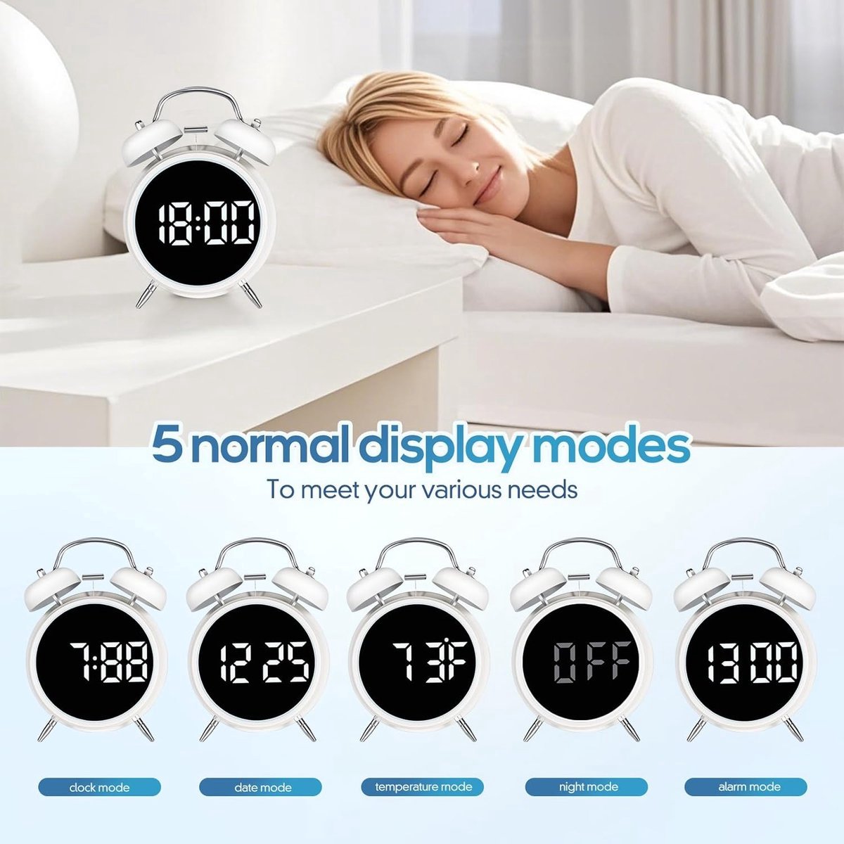 Digital clock - Digital clock - LED display - Bedroom - Clock - Energy efficient - Black V1188-MS-313-0432