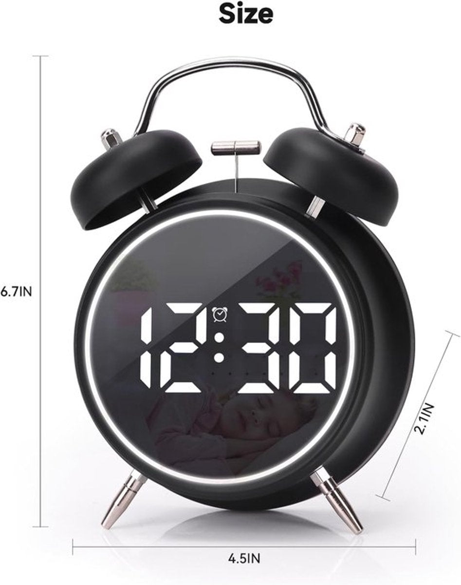 Digital clock - Digital clock - LED display - Bedroom - Clock - Energy efficient - Black V1188-MS-313-0432