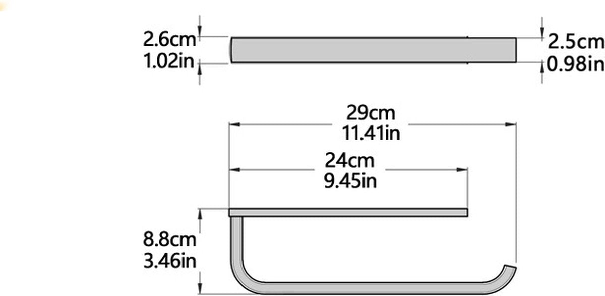 Brushed brass wall-mounted towel rail, 1 piece, for bathroom, 29 cm, bathroom accessory V1188-MS-313-0440