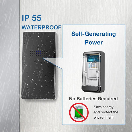 Wireless Doorbell - Doorbells - Wireless Doorbell - Battery-Free Wireless Doorbell - Self-winding Doorbell V1188-MS-313-0444