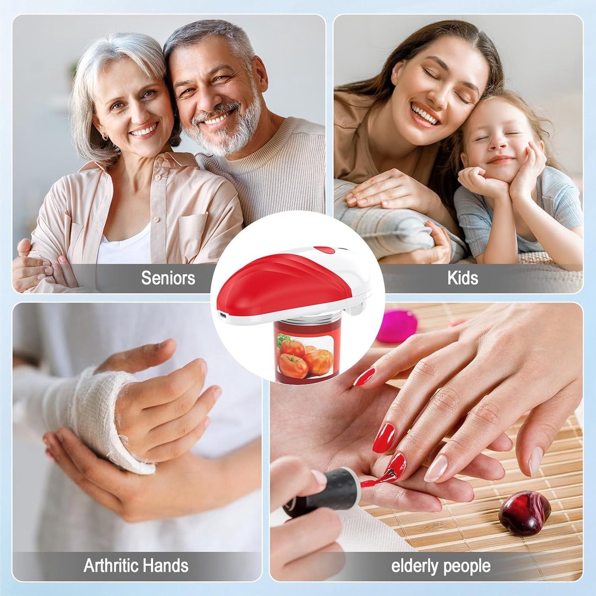 Automatic electric can opener with touch control for all can sizes (red) V1188-MS-313-0445