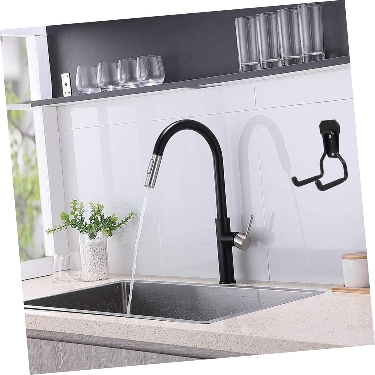 Support - Heavy-duty metal wall hook - Black mounting hooks for bicycles, ladders, and bulky items. Durable V1188-MS-313-0453