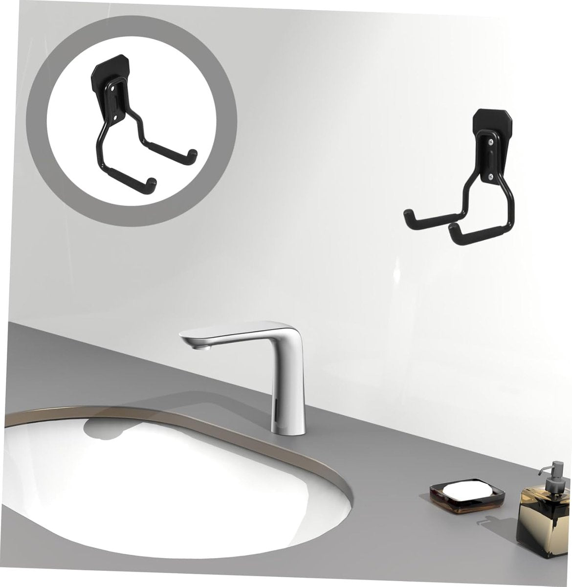 Support - Heavy-duty metal wall hook - Black mounting hooks for bicycles, ladders, and bulky items. Durable V1188-MS-313-0453