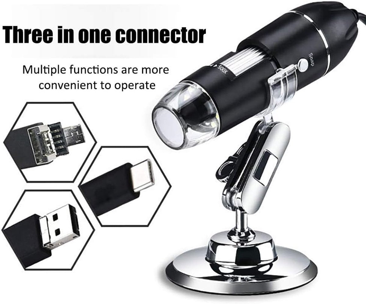 Microscope - Children's Microscope - USB Type-C Digital Microscope - 3 in 1, 50X-1600X Magnification - V1188-MS-313-0457