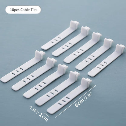 Cable storage box - Cable organizer with 10 cable ties - Cable storage box - Clear plastic storage box for V1188-MS-313-0459
