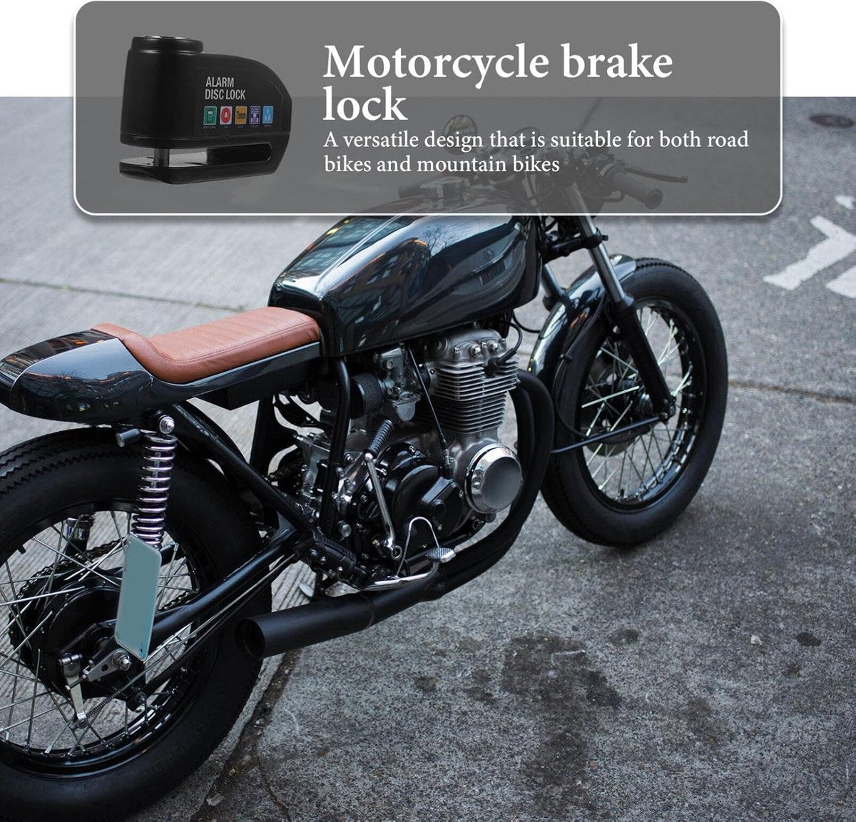 Brake disc lock with alarm - With reminder cable - 7 mm - Motorcycle lock - Scooter lock V1188-MS-313-0465