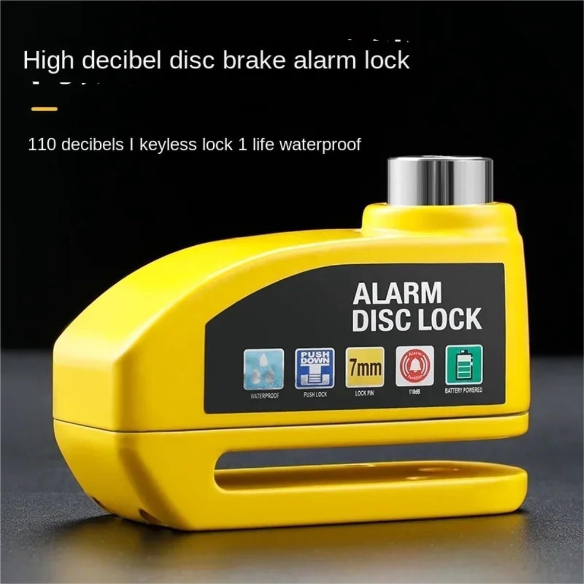Brake disc lock with alarm - With reminder cable - 7 mm - Motorcycle lock - Scooter lock V1188-MS-313-0465