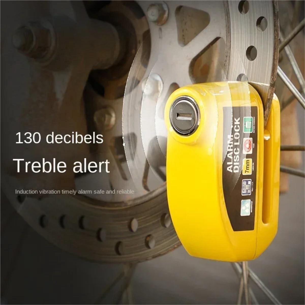 Bicycle disc brake lock - Disc brake alarm - With reminder cable - 7 mm - Motorcycle lock - Scooter lock - V1188-MS-313-0467