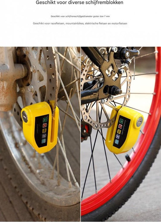 Bicycle disc brake lock - Disc brake alarm - With reminder cable - 7 mm - Motorcycle lock - Scooter lock - V1188-MS-313-0468