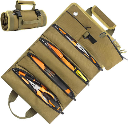 Roll-up tool bag - Tool belt - Open tool bag - with adjustable strap - Drill holder - Canvas - Roll-up pouch V1188-MS-313-0472