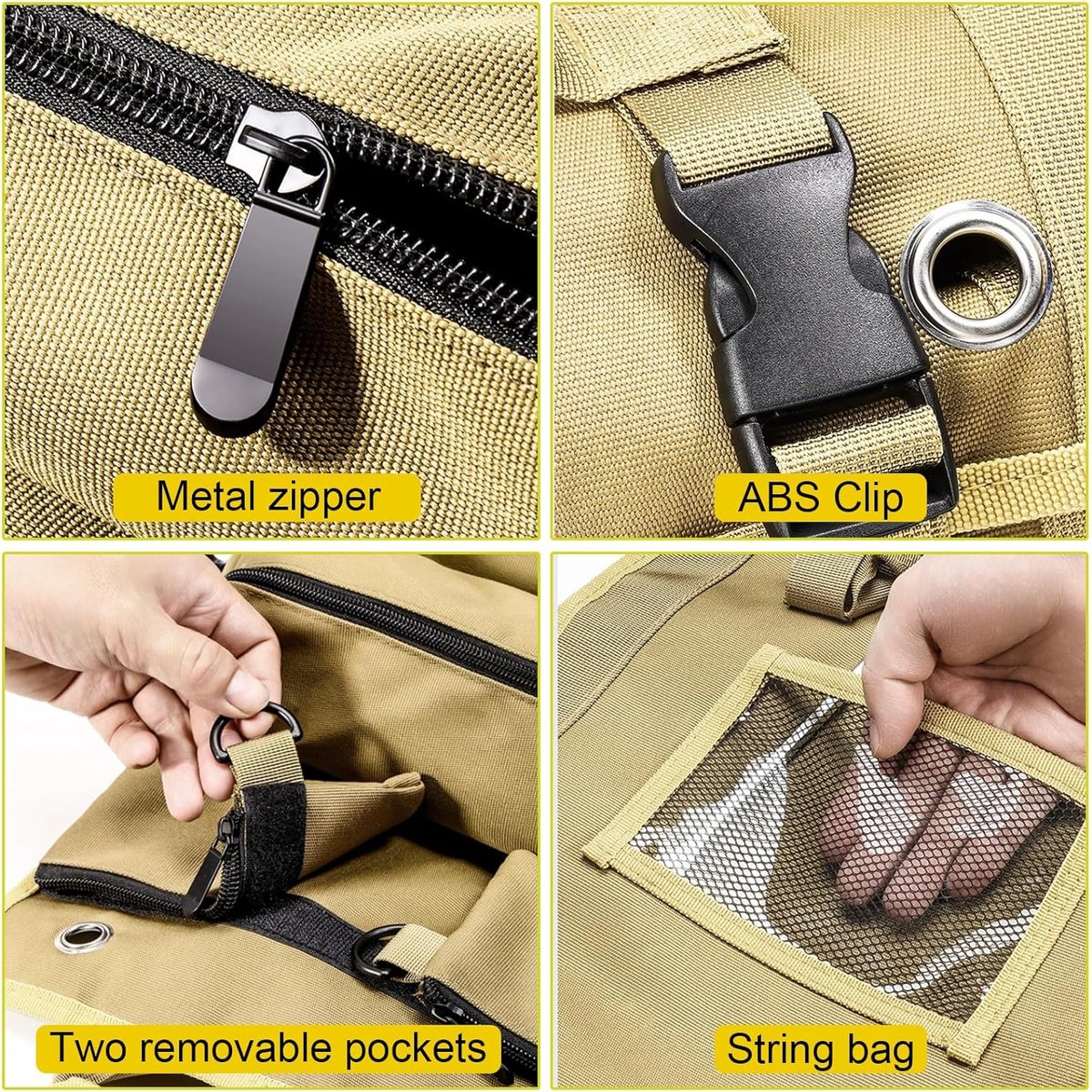 Roll-up tool bag - Tool belt - Open tool bag - with adjustable strap - Drill holder - Canvas - Roll-up pouch V1188-MS-313-0472