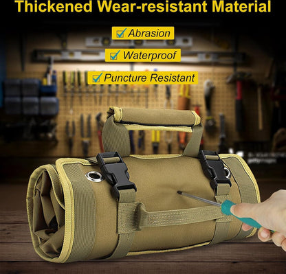 Roll-up tool bag - Tool belt - Open tool bag - with adjustable strap - Drill holder - Canvas - Roll-up pouch V1188-MS-313-0472