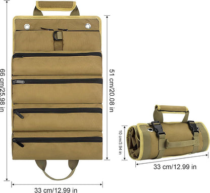 Roll-up tool bag - Tool belt - Open tool bag - with adjustable strap - Drill holder - Canvas - Roll-up pouch V1188-MS-313-0472