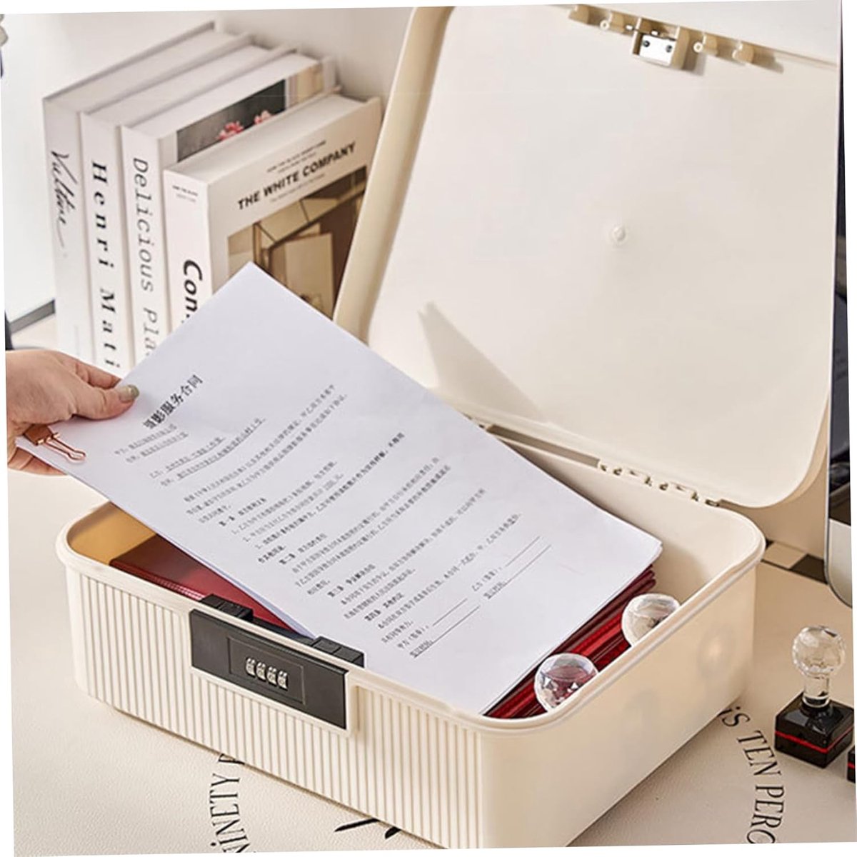 Lockable storage box - 9L lockable pillbox with double combination lock - Waterproof lockable box with V1188-MS-313-0478
