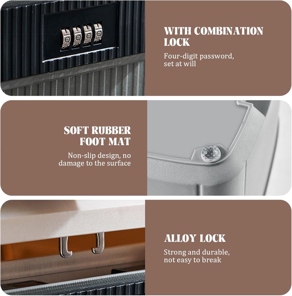 Lockable storage box - 9L lockable pillbox with double combination lock - Waterproof lockable box with V1188-MS-313-0478