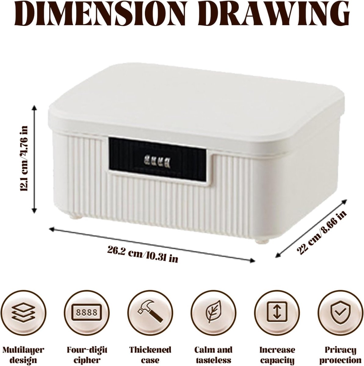 Lockable storage box - 9L lockable pillbox with double combination lock - Waterproof lockable box with V1188-MS-313-0478