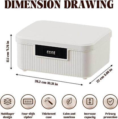 Lockable storage box - 9L lockable pillbox with double combination lock - Waterproof lockable box with V1188-MS-313-0478