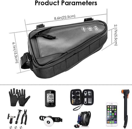 Bicycle pannier - Bicycle frame bag - Bicycle frame bag - Triangular bicycle frame bag - Storage bag - V1188-MS-313-0479