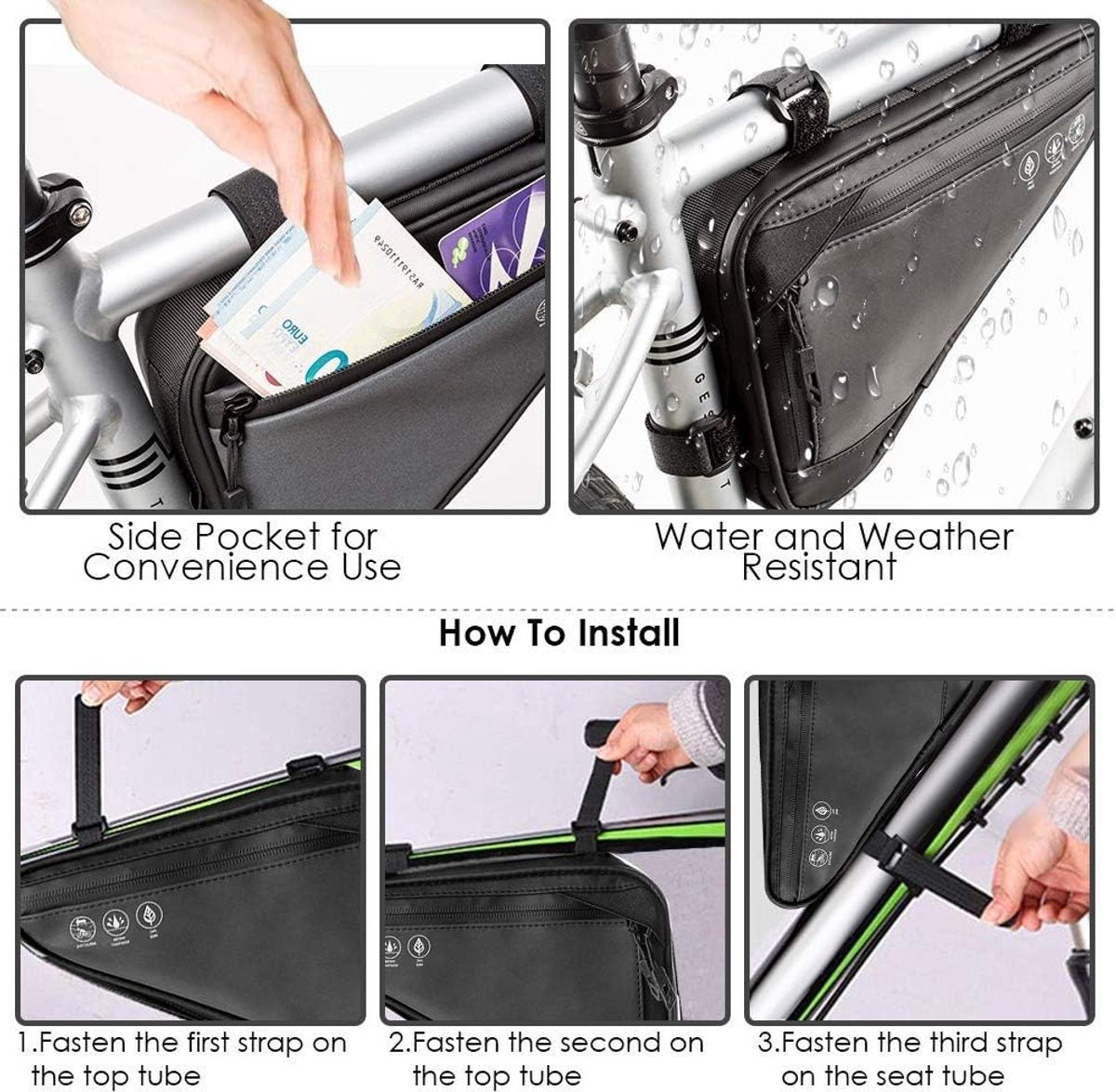 Bicycle pannier - Bicycle frame bag - Bicycle frame bag - Triangular bicycle frame bag - Storage bag - V1188-MS-313-0479