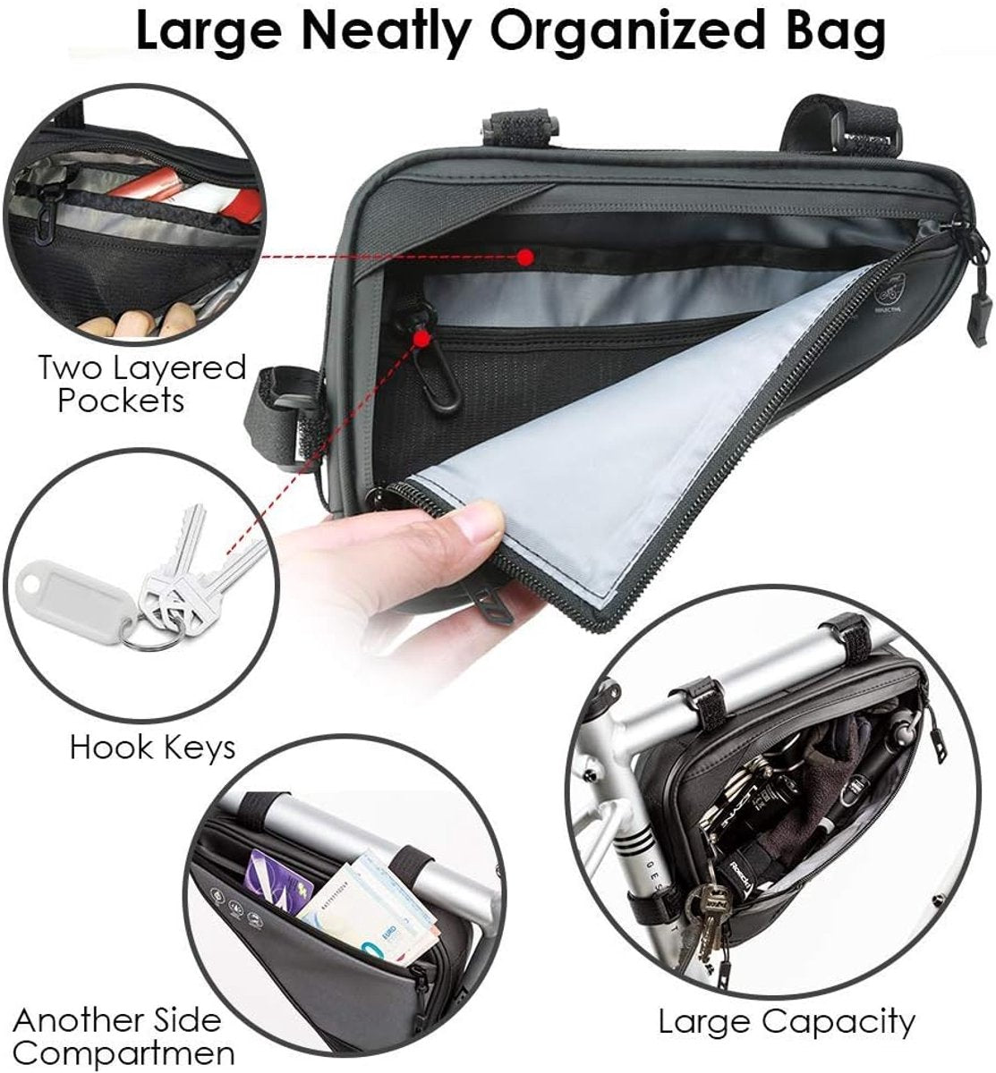 Bicycle pannier - Bicycle frame bag - Bicycle frame bag - Triangular bicycle frame bag - Storage bag - V1188-MS-313-0479