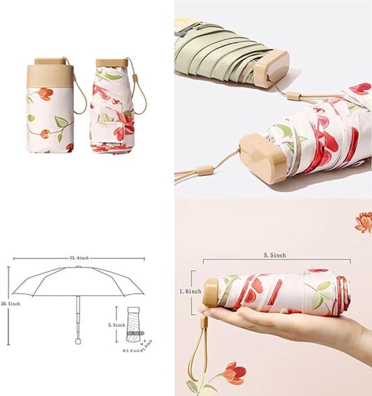 Folding Umbrella - Foldable - Umbrella for Girls - Small Mini Folding Umbrella - Compact Design - Ideal for V1188-MS-313-0495