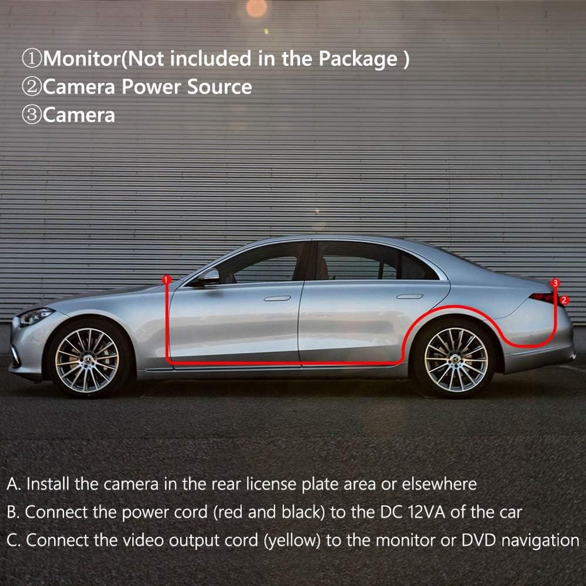 Cameras - Rearview camera - Night vision rearview camera - Parking monitoring and motion detection V1188-MS-313-0510