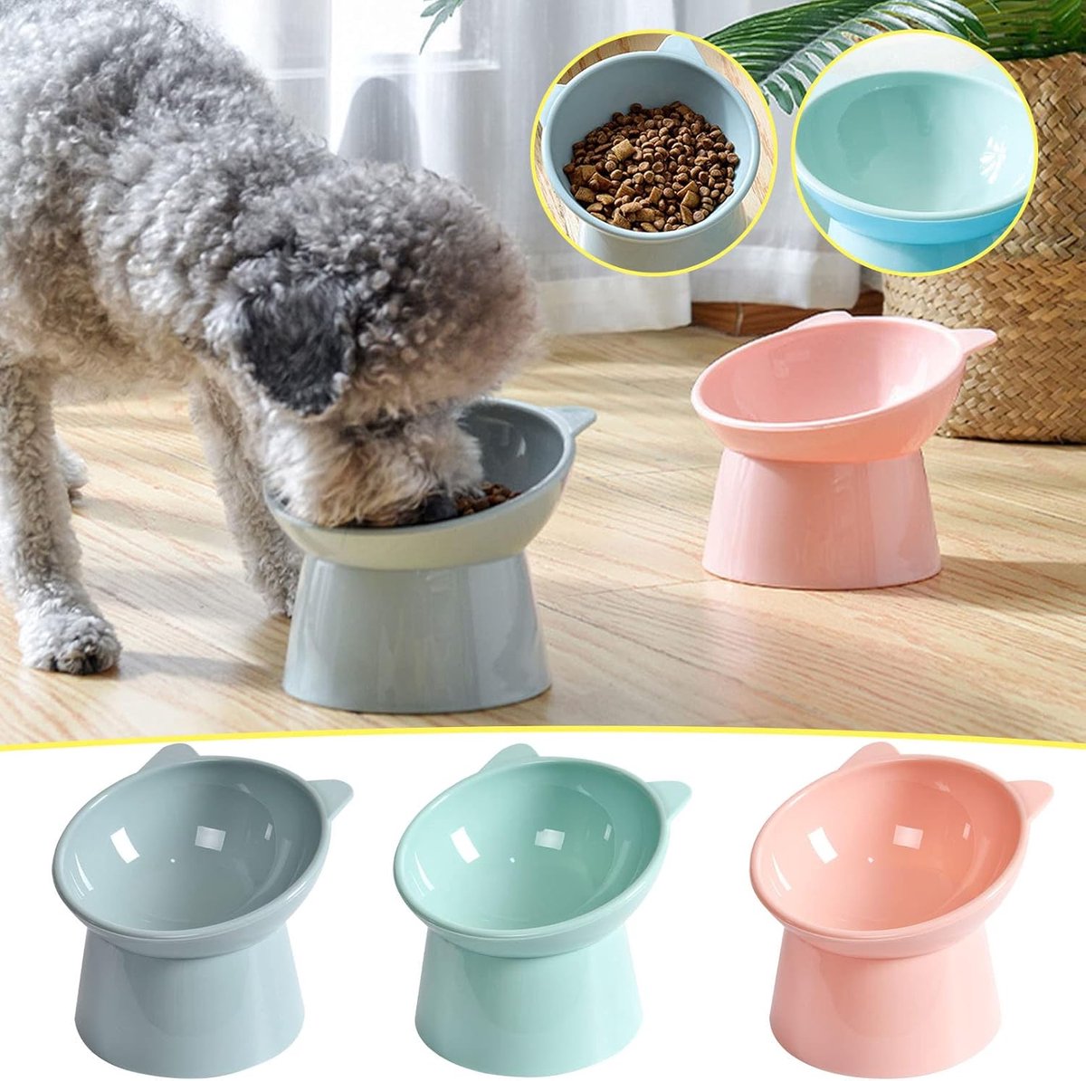 Cat bowl - Feeders - Tilting bowl - Anti-vomiting - Angled design - Blue - Perfect for cats - Indoor use - V1188-MS-313-0511