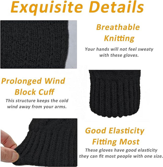 Gloves - Winter Gloves - Heated Gloves - Thermal Gloves - Men's Wool Gloves - Women's Winter Gloves - Thick V1188-MS-313-0516