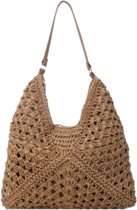 Tote Bags - Summer Beach Bags - Women's Shoulder Bags - Crochet Bags - Vintage Straw Tassen - Women's Straw V1188-MS-313-0517