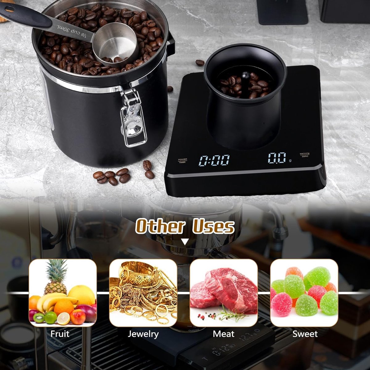 Precision Scale - Barista Scale - Coffee Scale with Timer - Small 3 kg / 0 g Coffee Scale with Gravity Sensor V1188-MS-313-0518