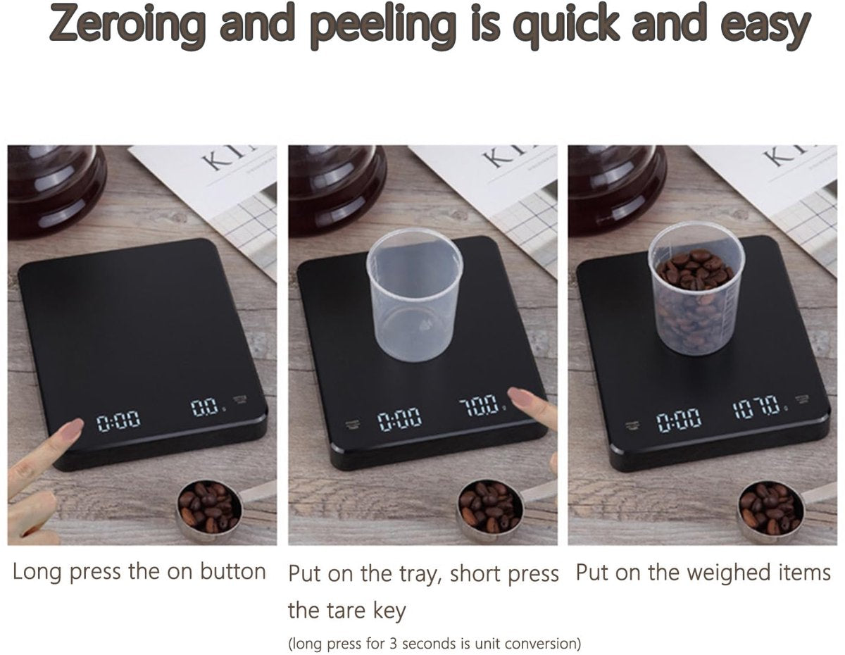 Precision Scale - Barista Scale - Coffee Scale with Timer - Small 3 kg / 0 g Coffee Scale with Gravity Sensor V1188-MS-313-0518