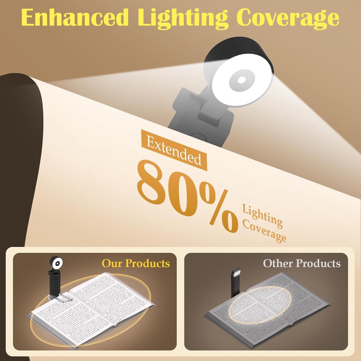 Reading light for books - For bed - With clip - Rechargeable - 5 settings - Bedside lamp - Black V1188-MS-313-0527