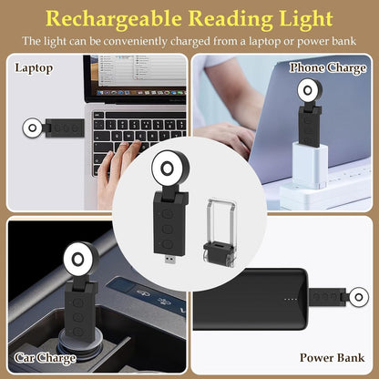 Reading light for books - For bed - With clip - Rechargeable - 5 settings - Bedside lamp - Black V1188-MS-313-0527