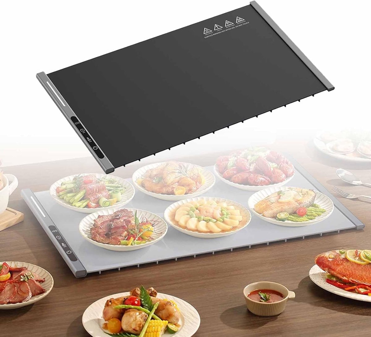 250W roll-up electric hot plate with 8 temperature settings and a 6-hour timer, for buffets, made of V1188-MS-313-0533