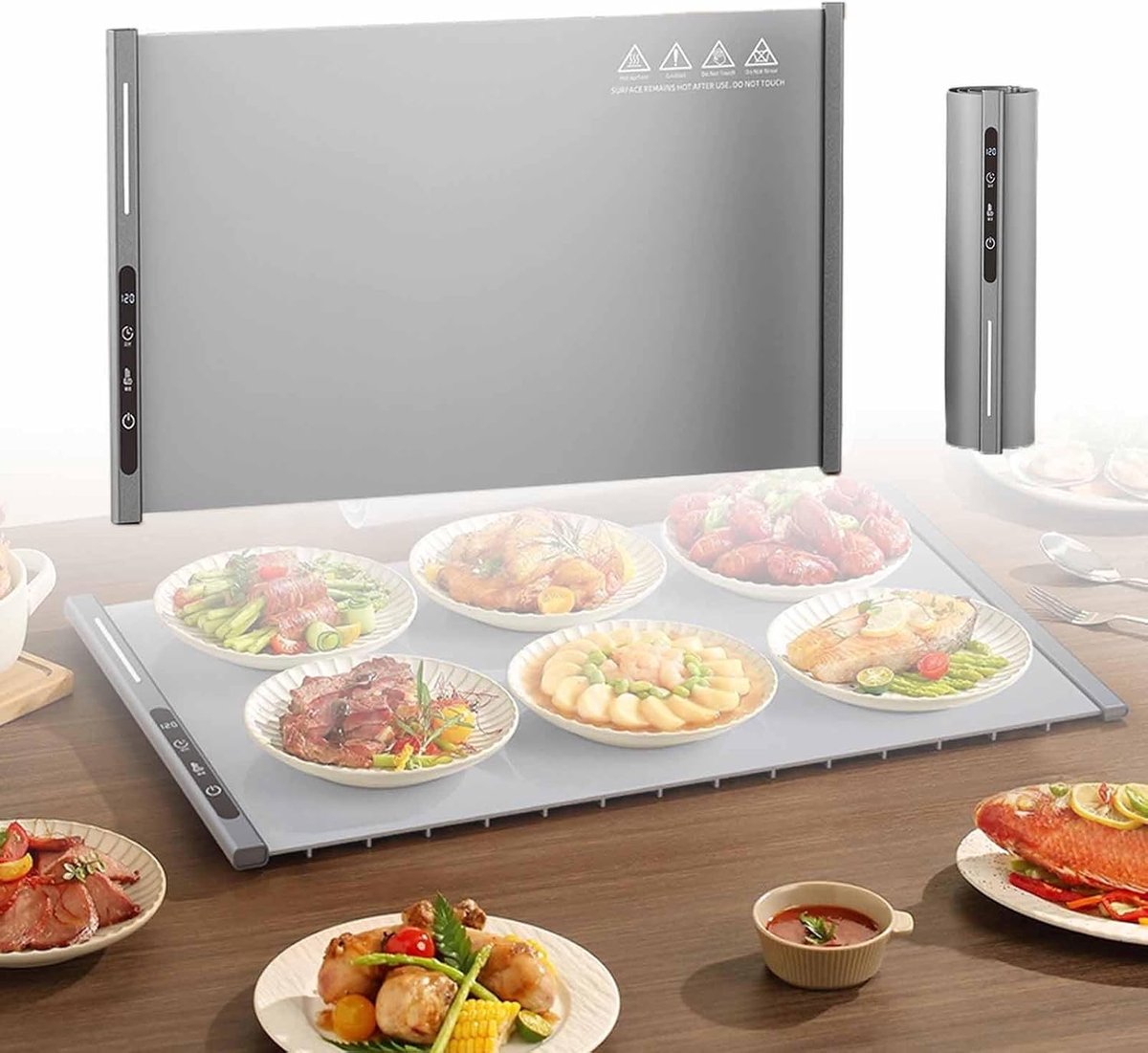 250W roll-up electric hot plate with 8 temperature settings and a 6-hour timer, for buffets, made of V1188-MS-313-0534